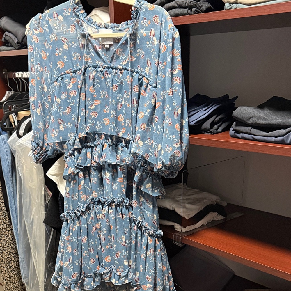 MISA los Ángeles  Floral Blue Ruffle Dress